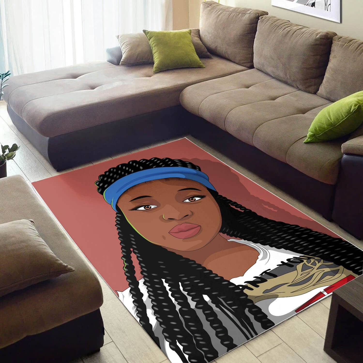 African Pretty Melanin Beauty Girl Print Floor Afrocentric Living Room Ideas Rug