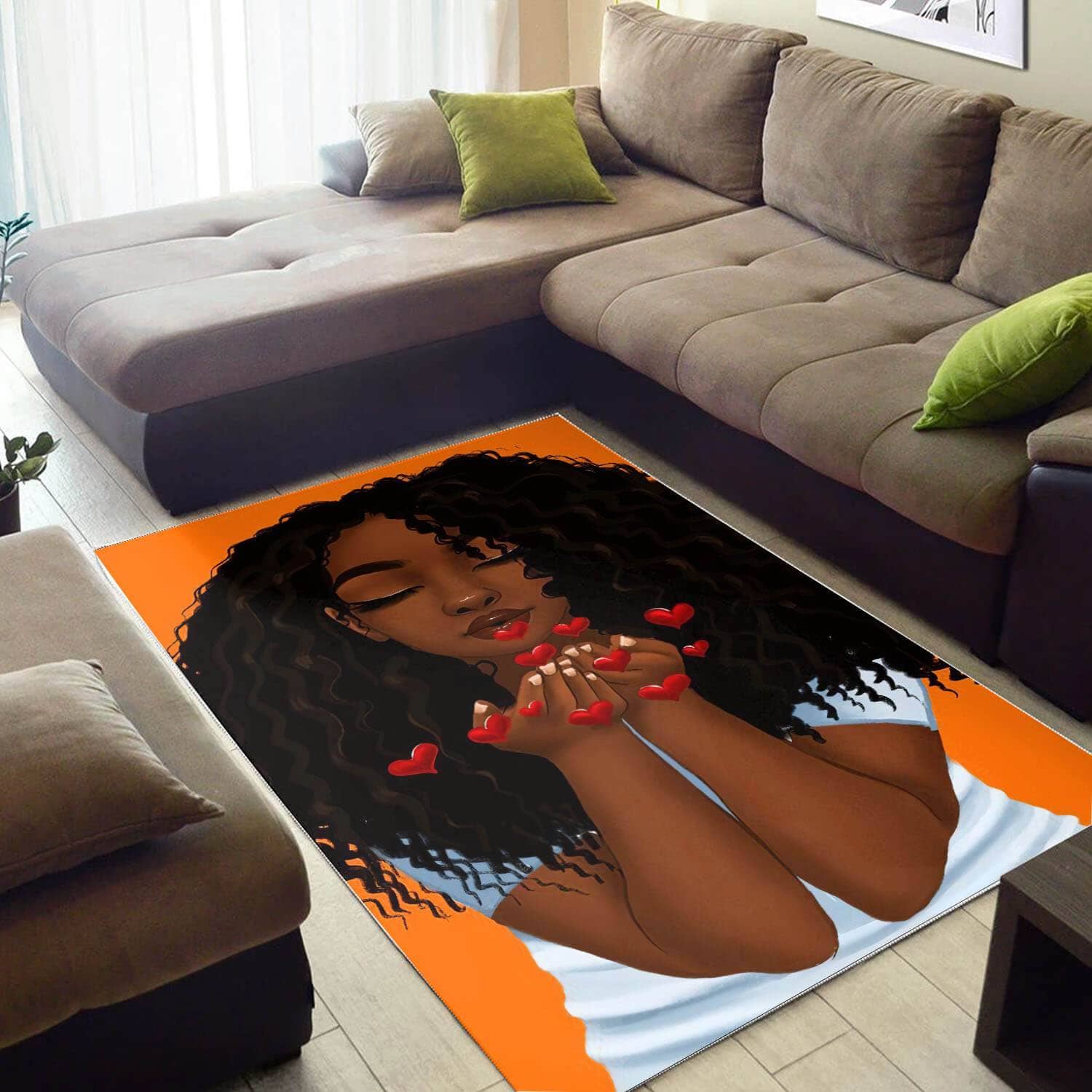 African Pretty Melanin Black Girl American Carpet Themed House Rug