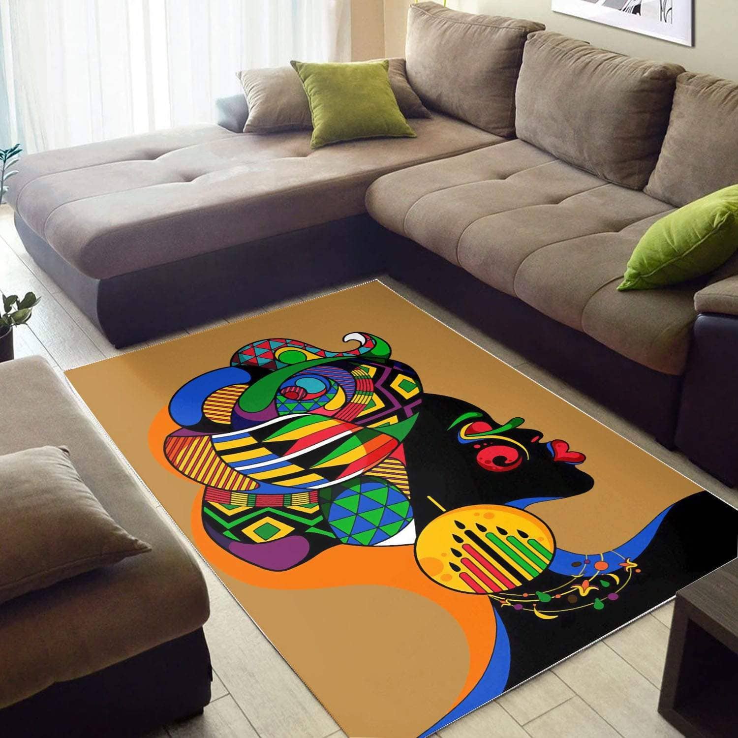African Woman With Colorful Head Rug