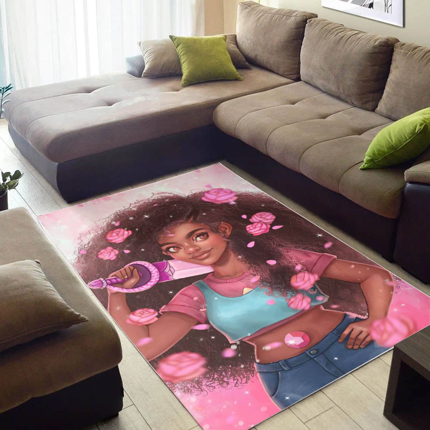 Afrocentric Beautiful Afro American Girl African Carpet Themed Decorating Ideas Rug