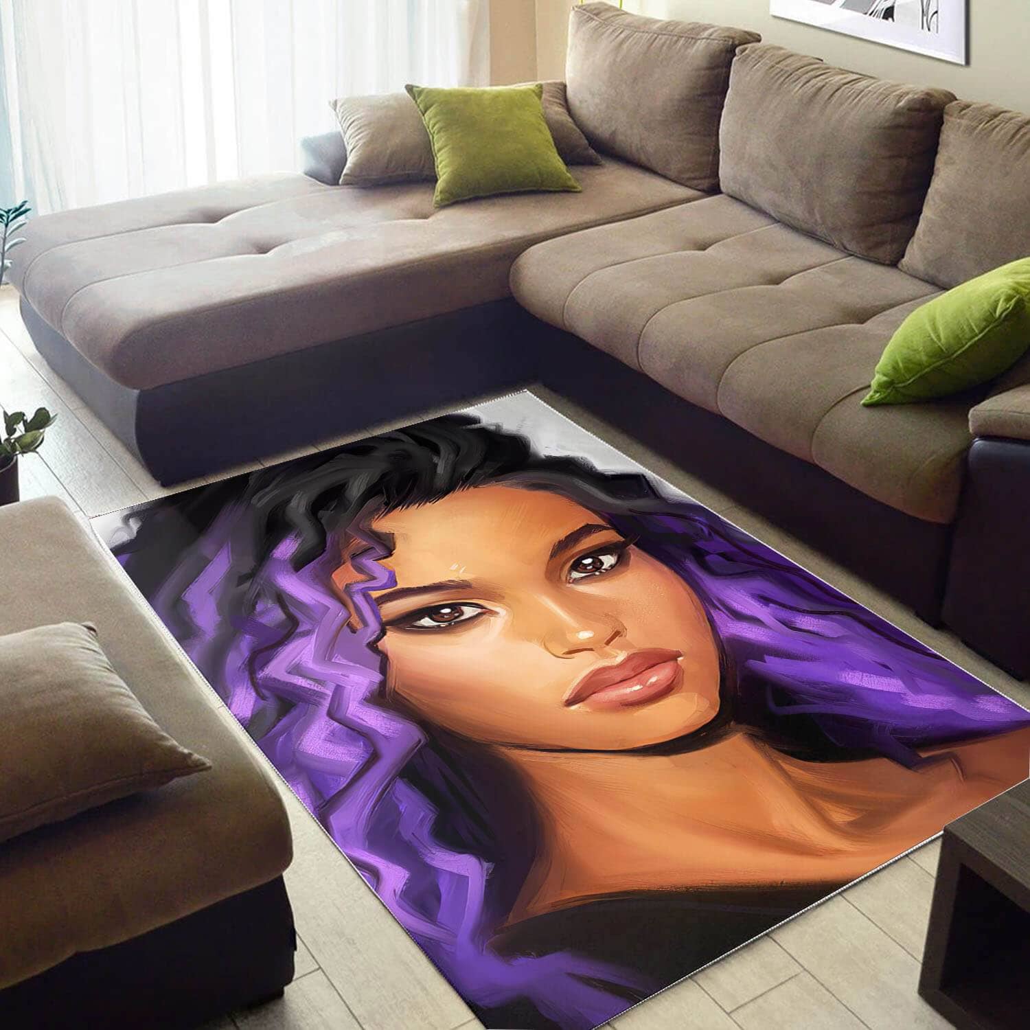 Afrocentric Beautiful Afro American Woman African Inspired Room Rug