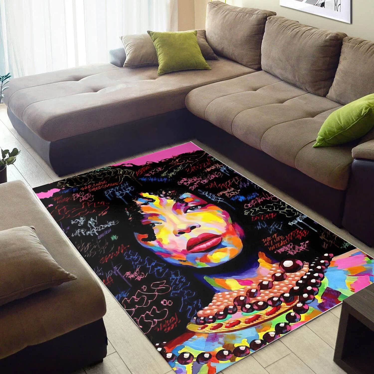 Afrocentric Beautiful Afro Girl African American Art Home Rug