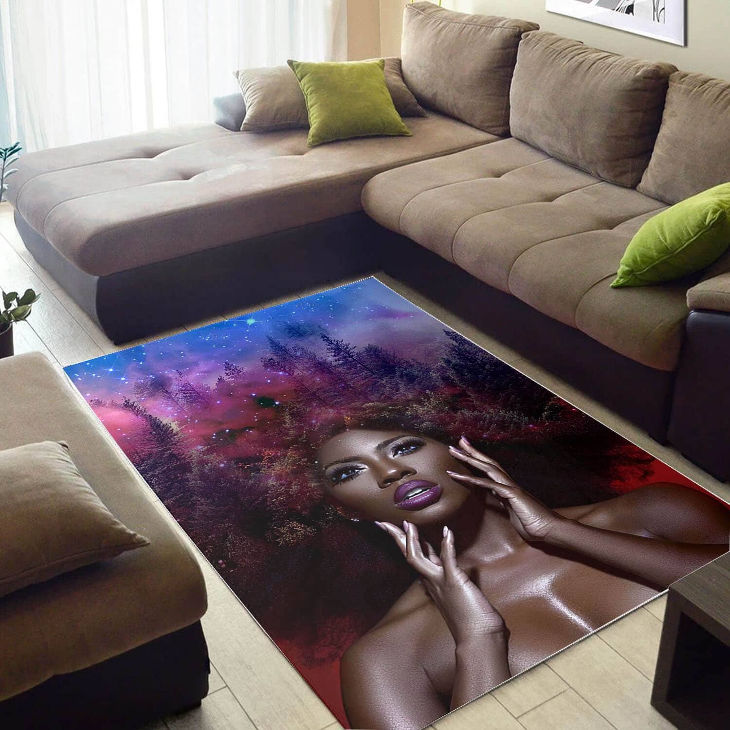 Afrocentric Beautiful Afro Girl African Carpet Themed Home Rug