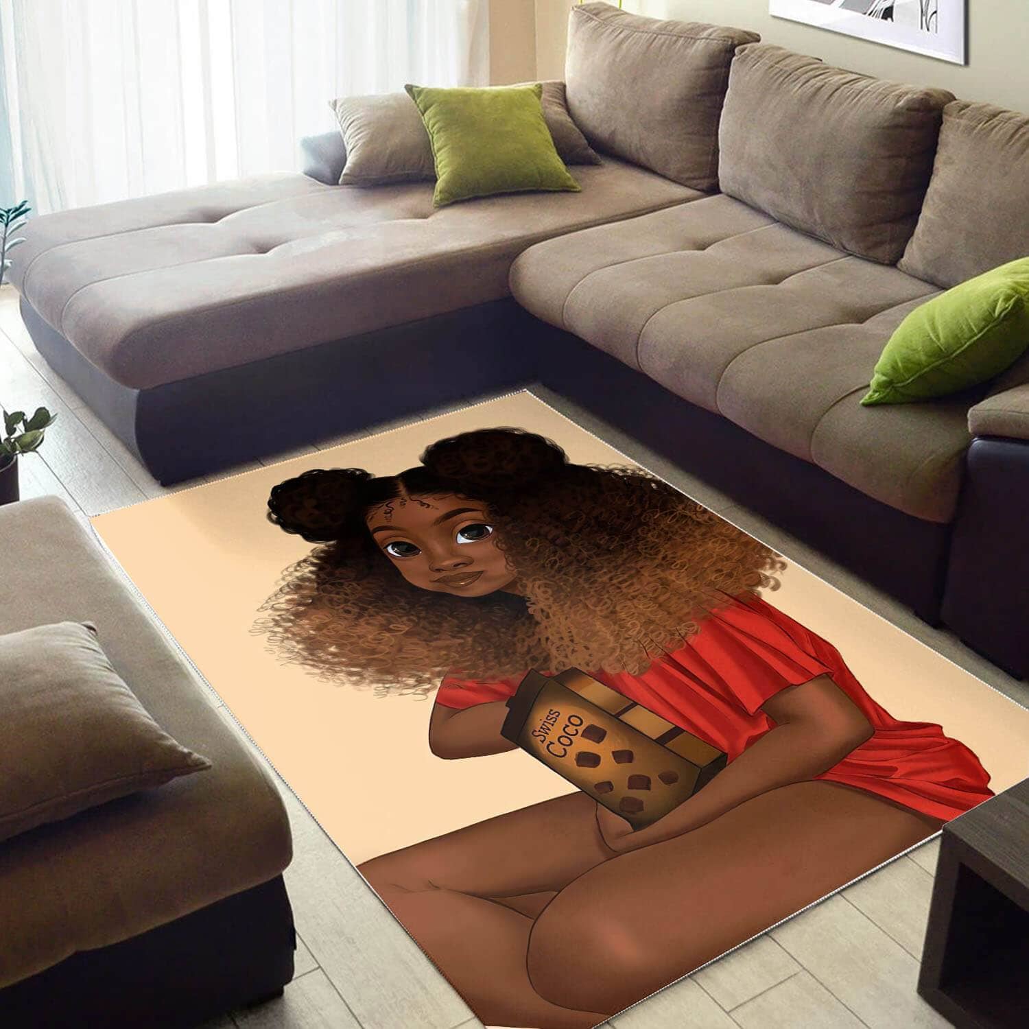 Afrocentric Beautiful Afro Girl African Themed Home Rug