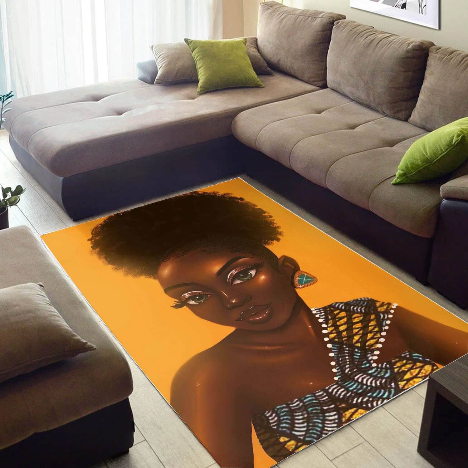 Afrocentric Beautiful Afro Lady African American Carpet Rug