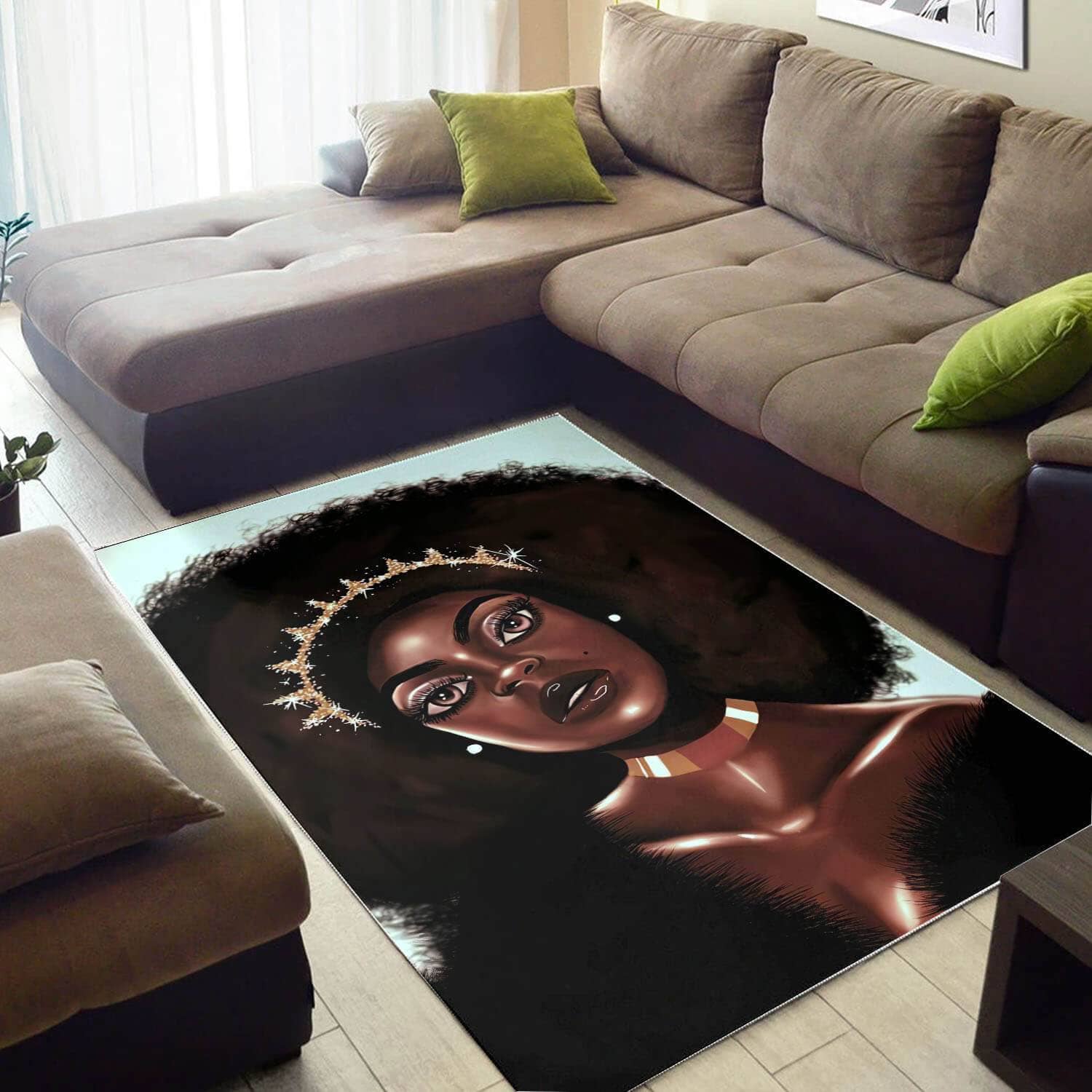 Afrocentric Beautiful Afro Lady African American Carpet Themed House Rug