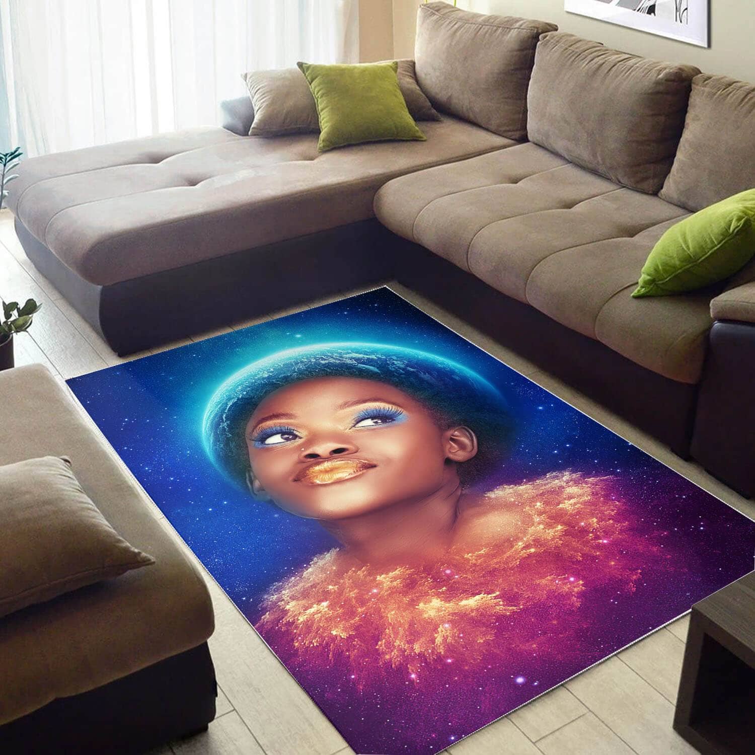 Afrocentric Beautiful Afro Lady African Carpet Modern Rug