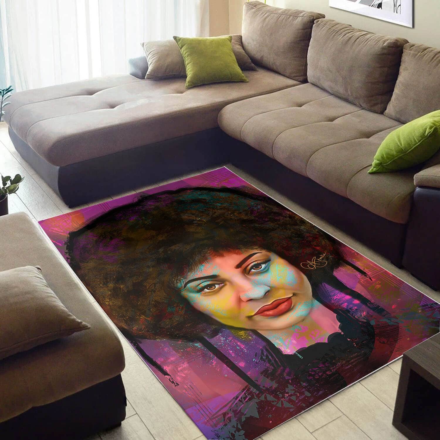 Afrocentric Beautiful Afro Woman African American Print Home Rug