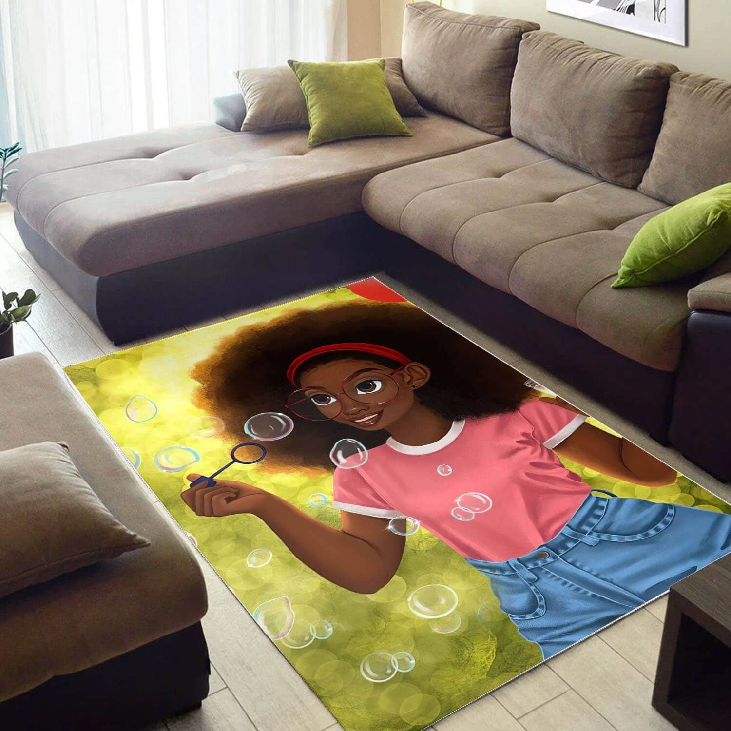 Afrocentric Beautiful Black Afro Lady African Carpet Home Rug