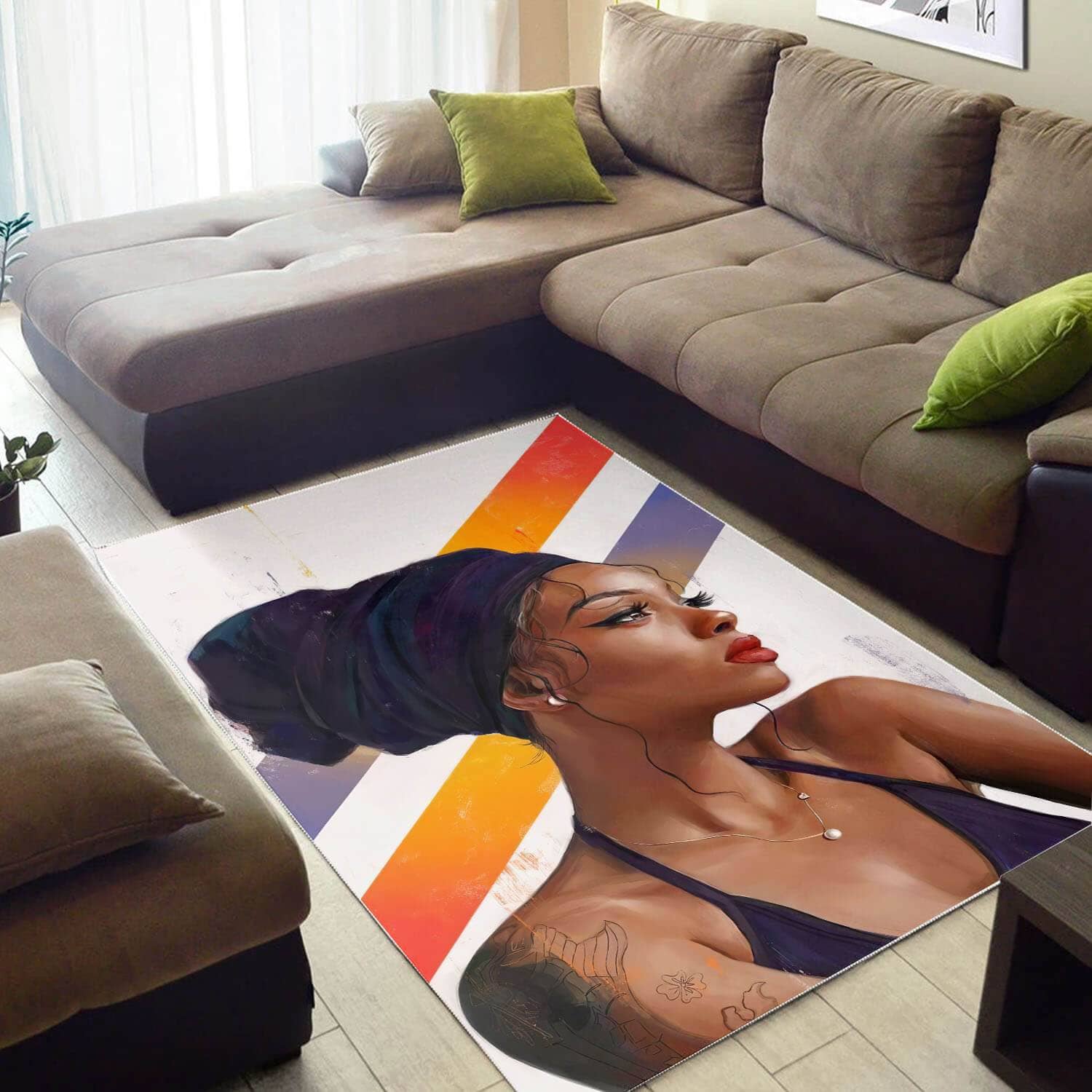 Afrocentric Beautiful Black Afro Lady African Carpet Themed Decorating Ideas Rug