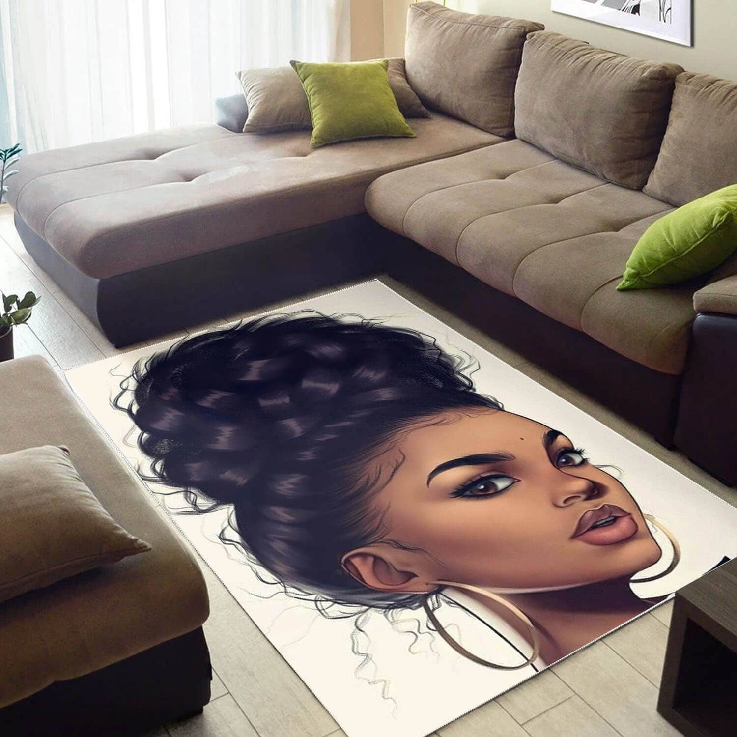 Afrocentric Beautiful Black Girl African Carpet Themed Rug