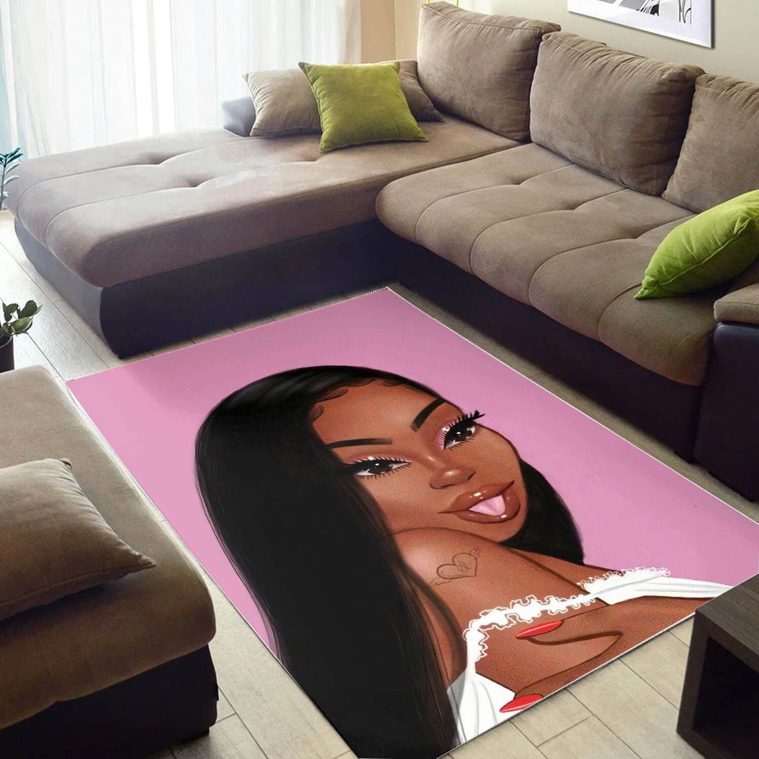 Afrocentric Beautiful Black Girl Afro African Print Carpet Themed Rooms Ideas Rug