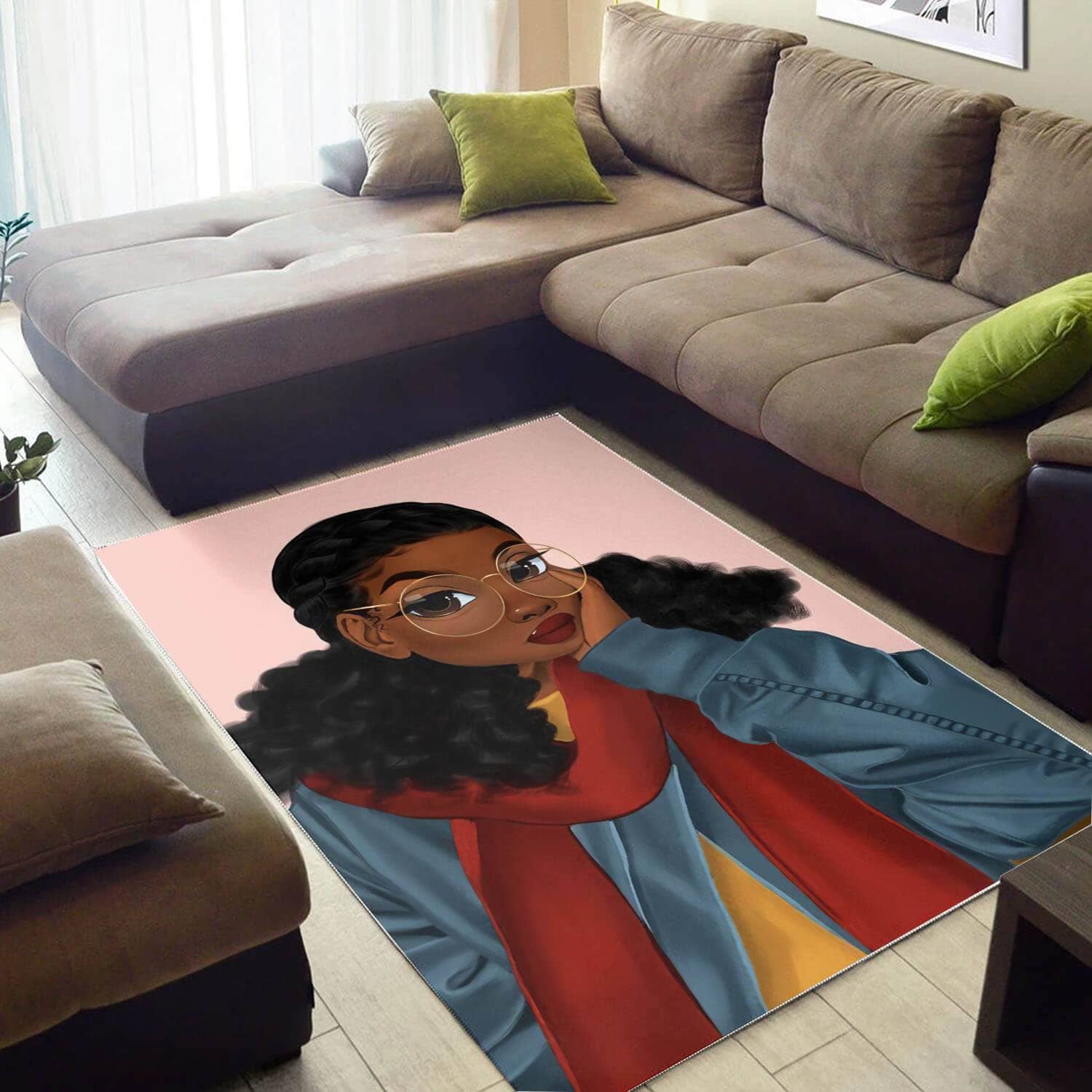Afrocentric Beautiful Black Woman African Print Carpet Decorating Ideas Rug