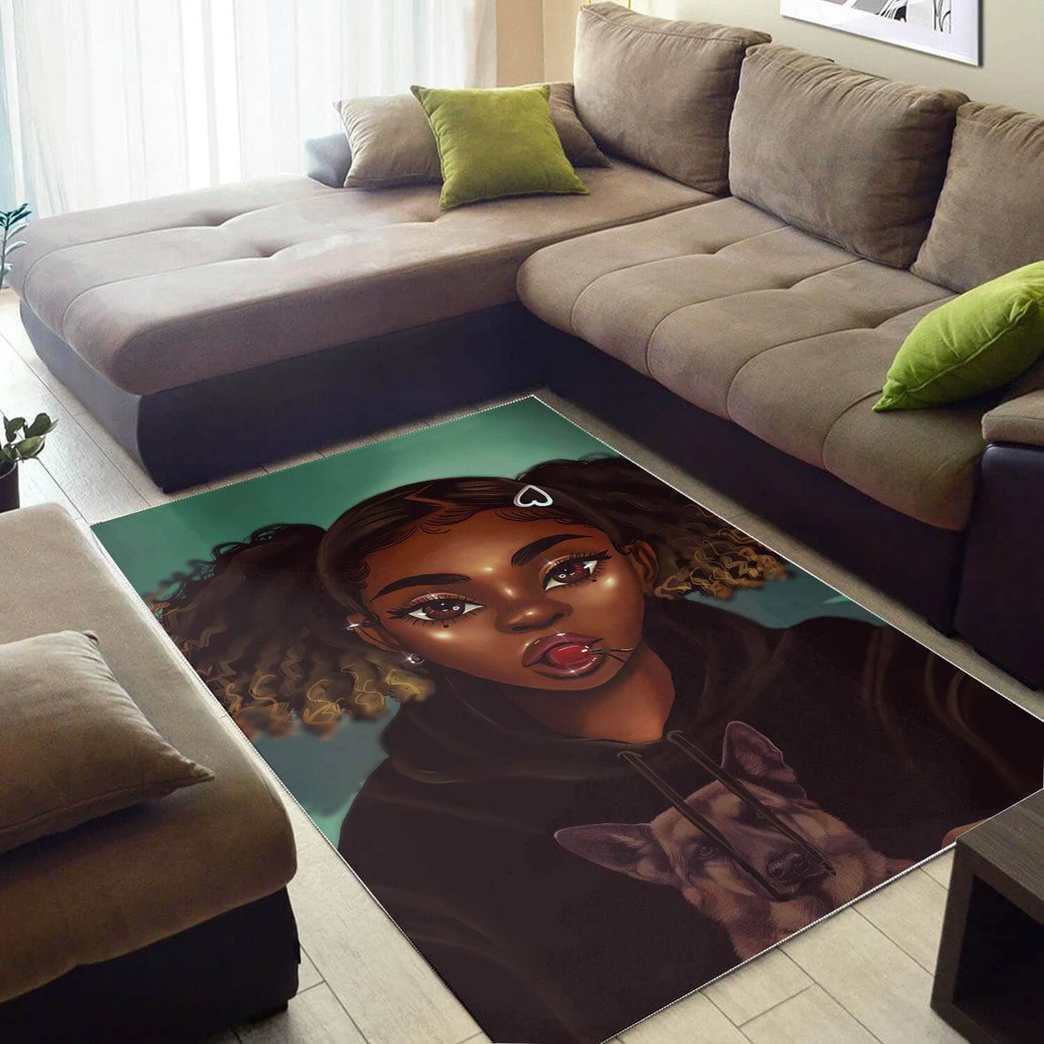 Afrocentric Beautiful Black Woman With Afro African Inspired Home Rug