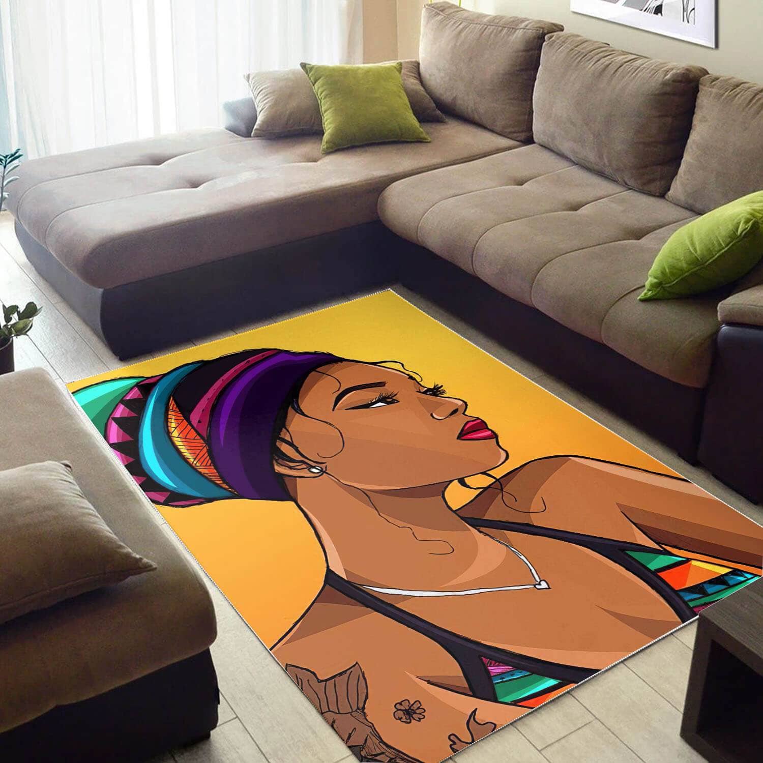Afrocentric Beautiful Lady African American Carpet Rug