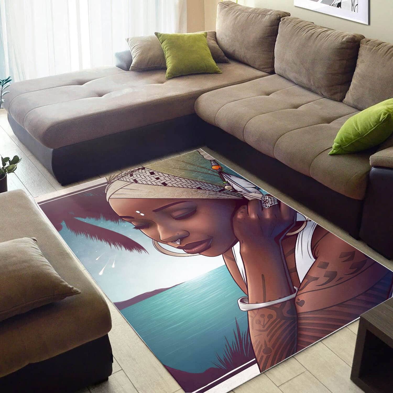 Afrocentric Beautiful Lady African Carpet Rug