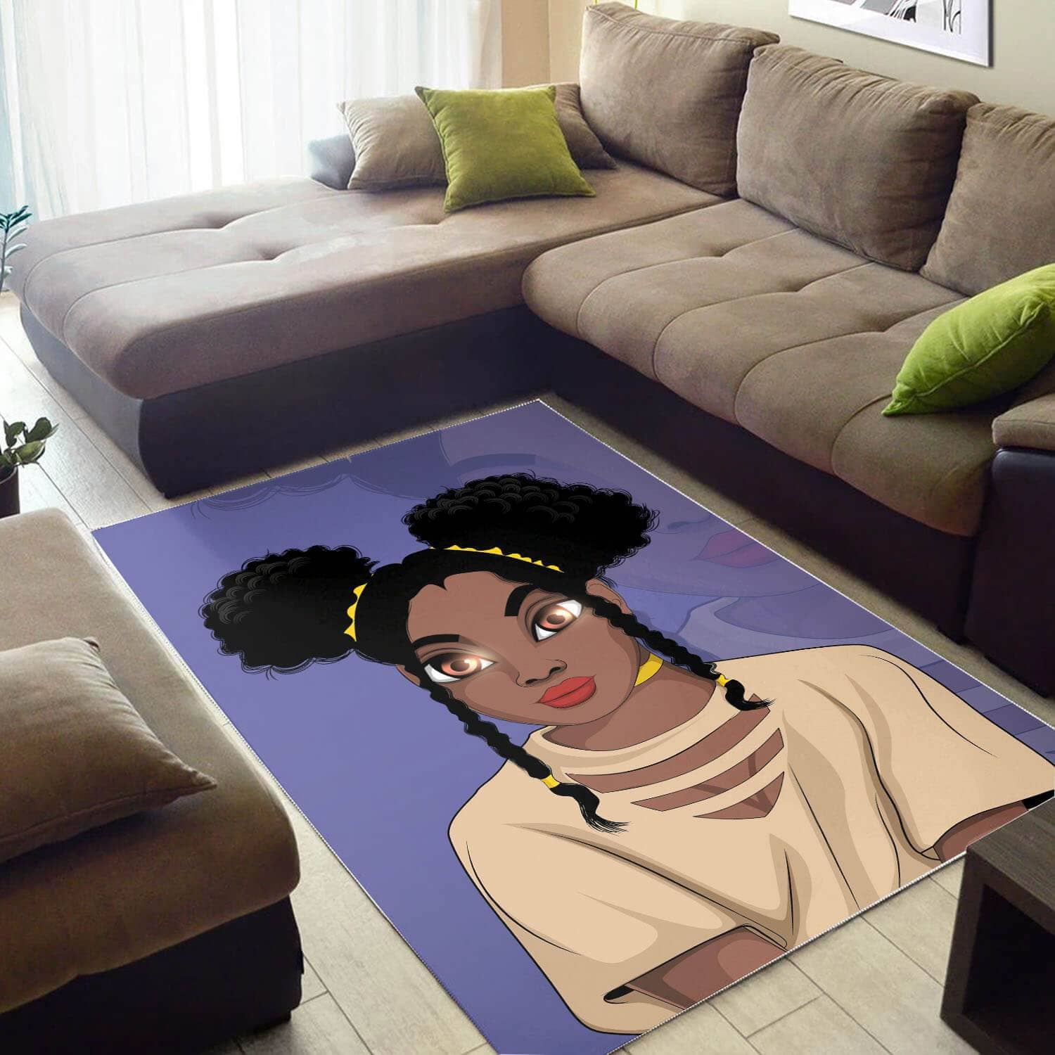 Afrocentric Beautiful Lady African Print Carpet Home Rug