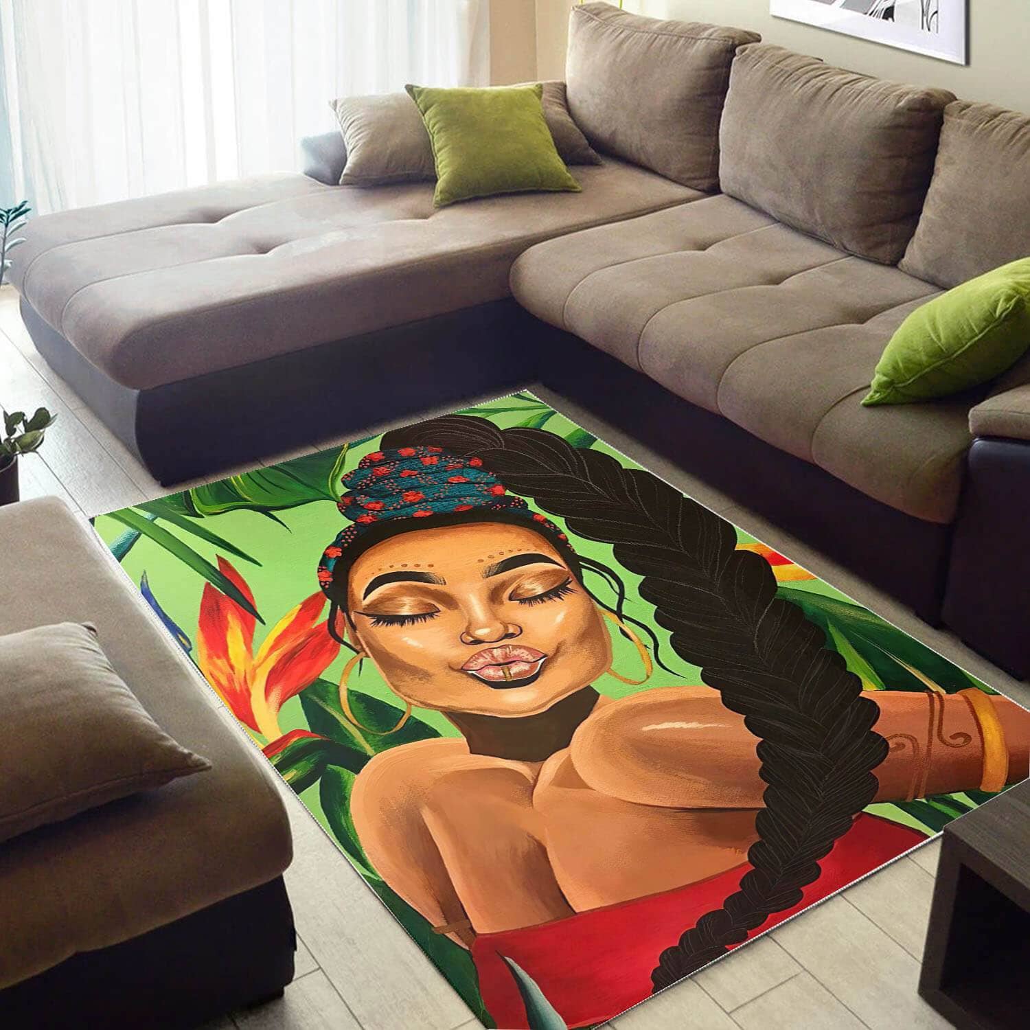 Afrocentric Beautiful Melanin Girl African Style Home Rug