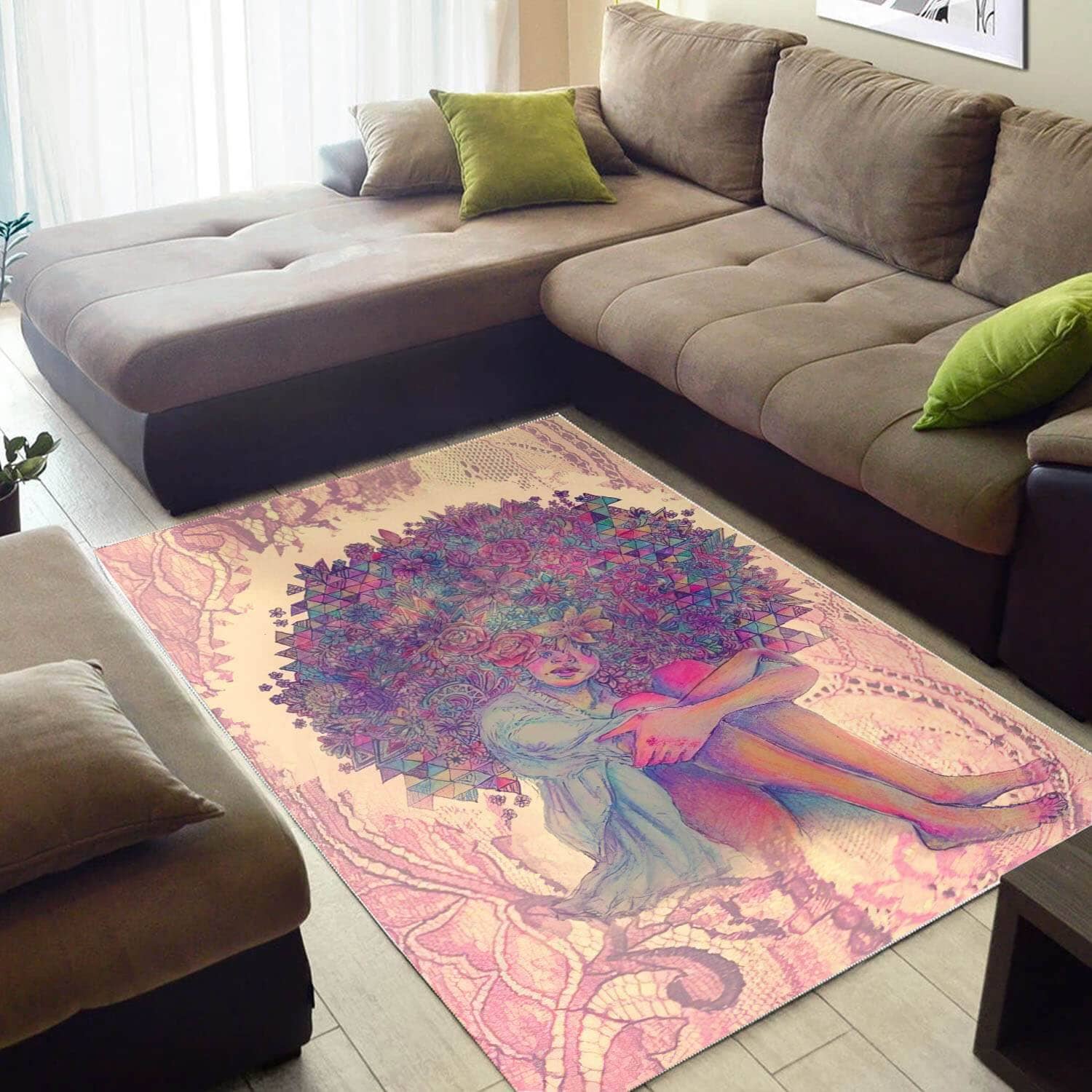 Afrocentric Beautiful Melanin Poppin Girl African Design Floor Themed Rug