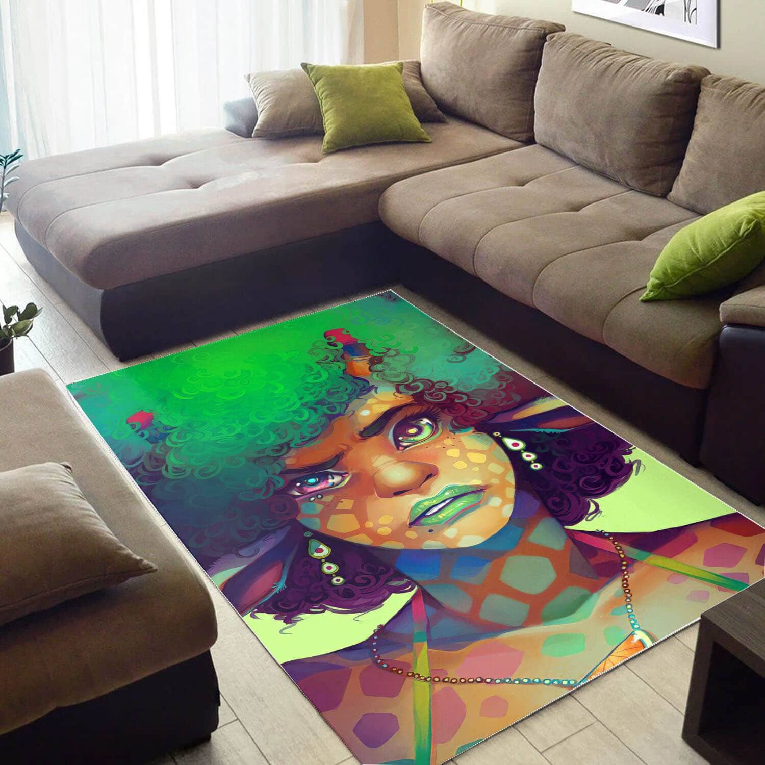 Afrocentric Beautiful Melanin Woman African American Print Living Room Ideas Rug