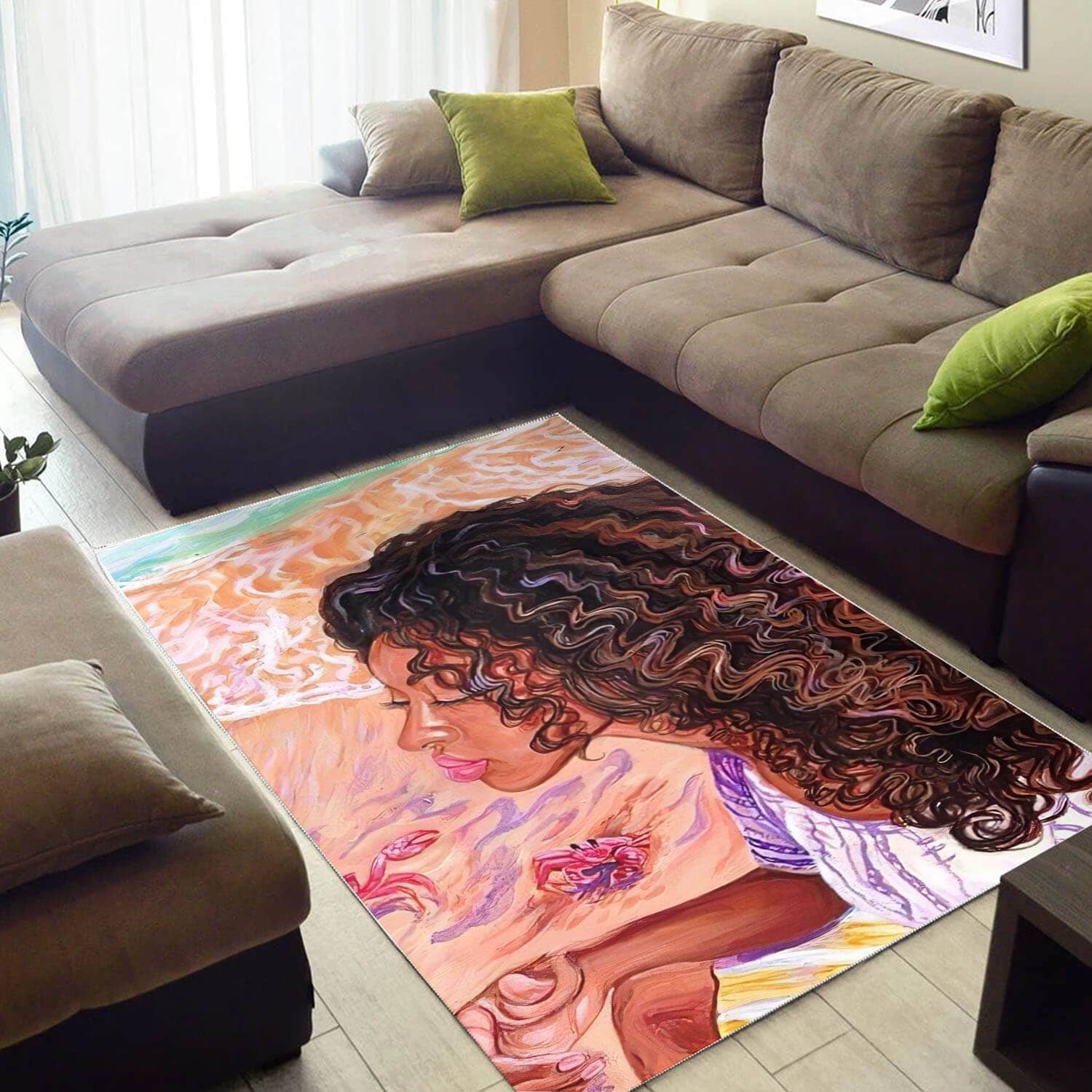 Afrocentric Pretty Afro Lady African American Carpet Themed Home Rug