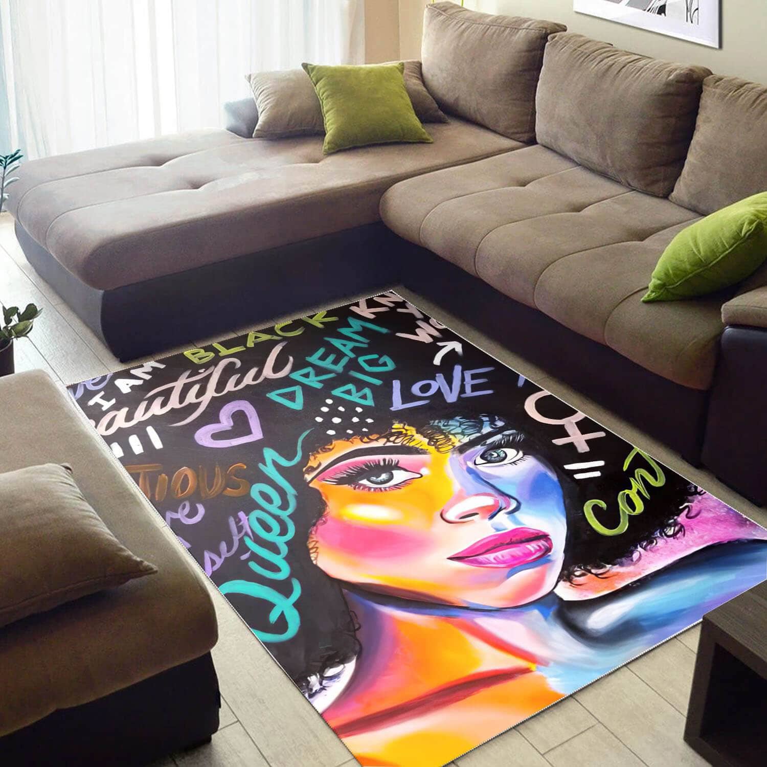 Afrocentric Pretty Black Girl African Print Carpet Themed Decorating Ideas Rug