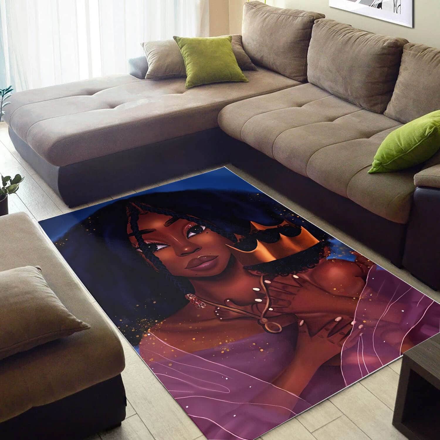 Afrocentric Pretty Black Woman With Afro African American Carpet Home Rug