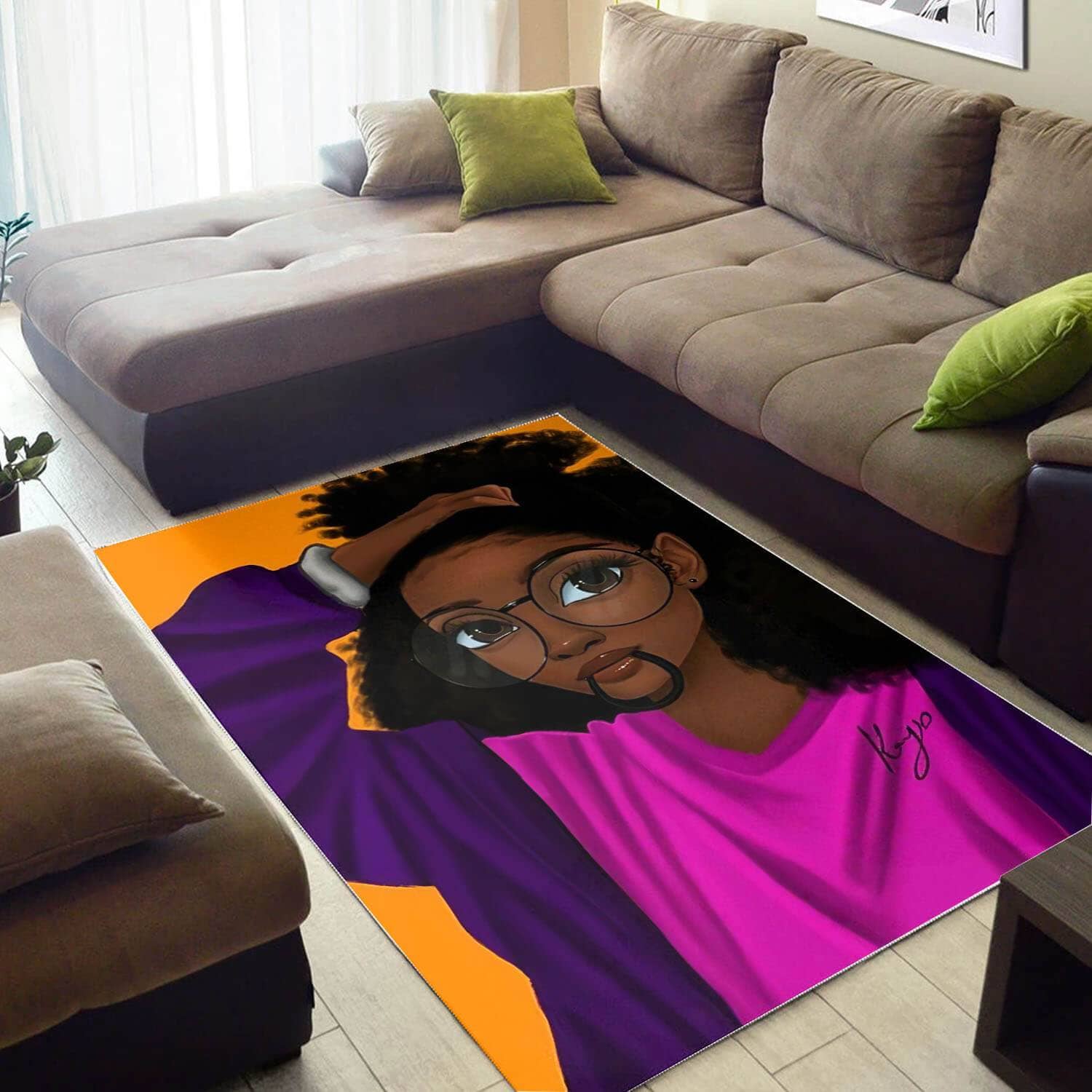 Afrocentric Pretty Lady African Design Floor Room Rug