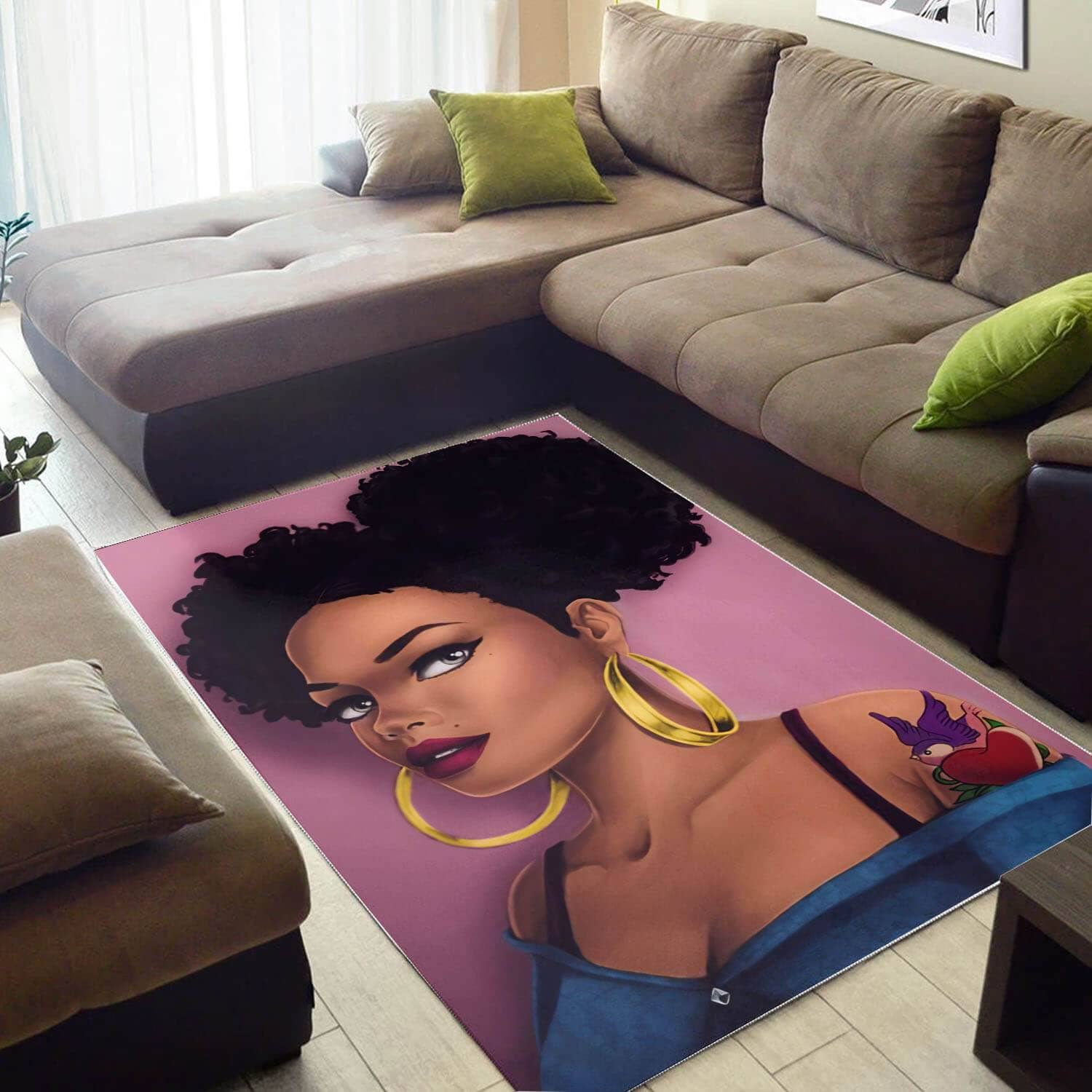 Afrocentric Pretty Lady African Style Modern Rug