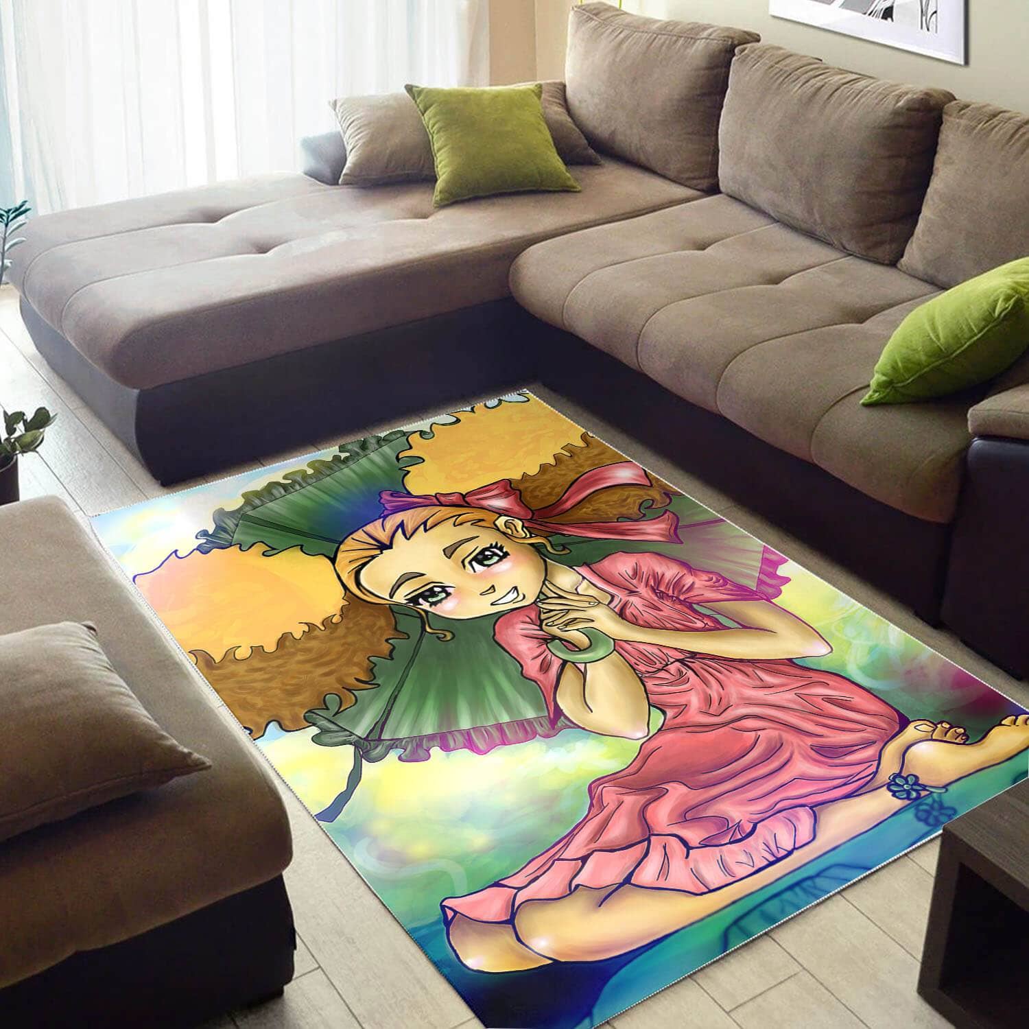 Afrocentric Pretty Lady With Afro African Inspired Area Rug