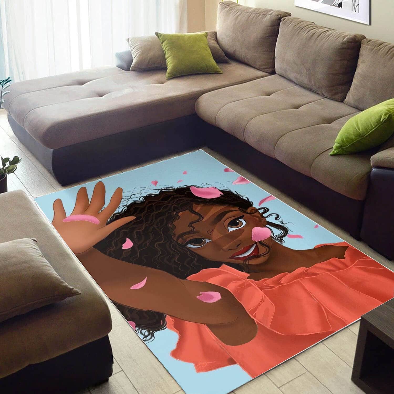 Afrocentric Pretty Melanin Black Girl African Themed Modern Living Room Rug