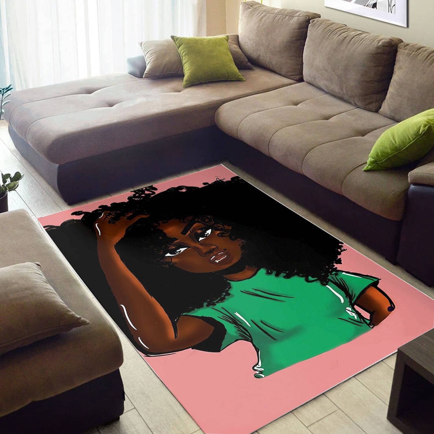 Afrocentric Pretty Melanin Poppin Girl African Style Home Rug
