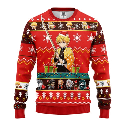 Agatsuma Zenitsu Demon Slayer Anime Christmas Ugly Sweater
