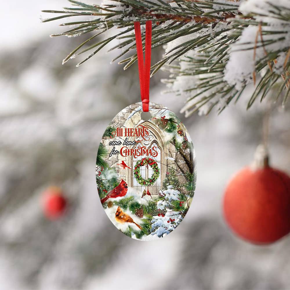 All Hearts Come Home For Christmas Cardinal Ceramic Star Ornament Personalized Gifts