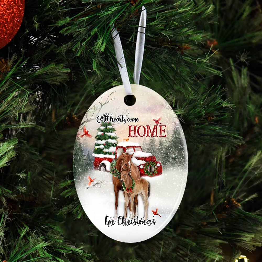 All Hearts Come Home For Christmas Christmas Horse Ceramic Star Ornament Personalized Gifts