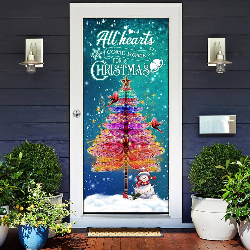 Inktee Store - All Hearts Come Home For Christmas Dragonfly Christmas Door Cover Image