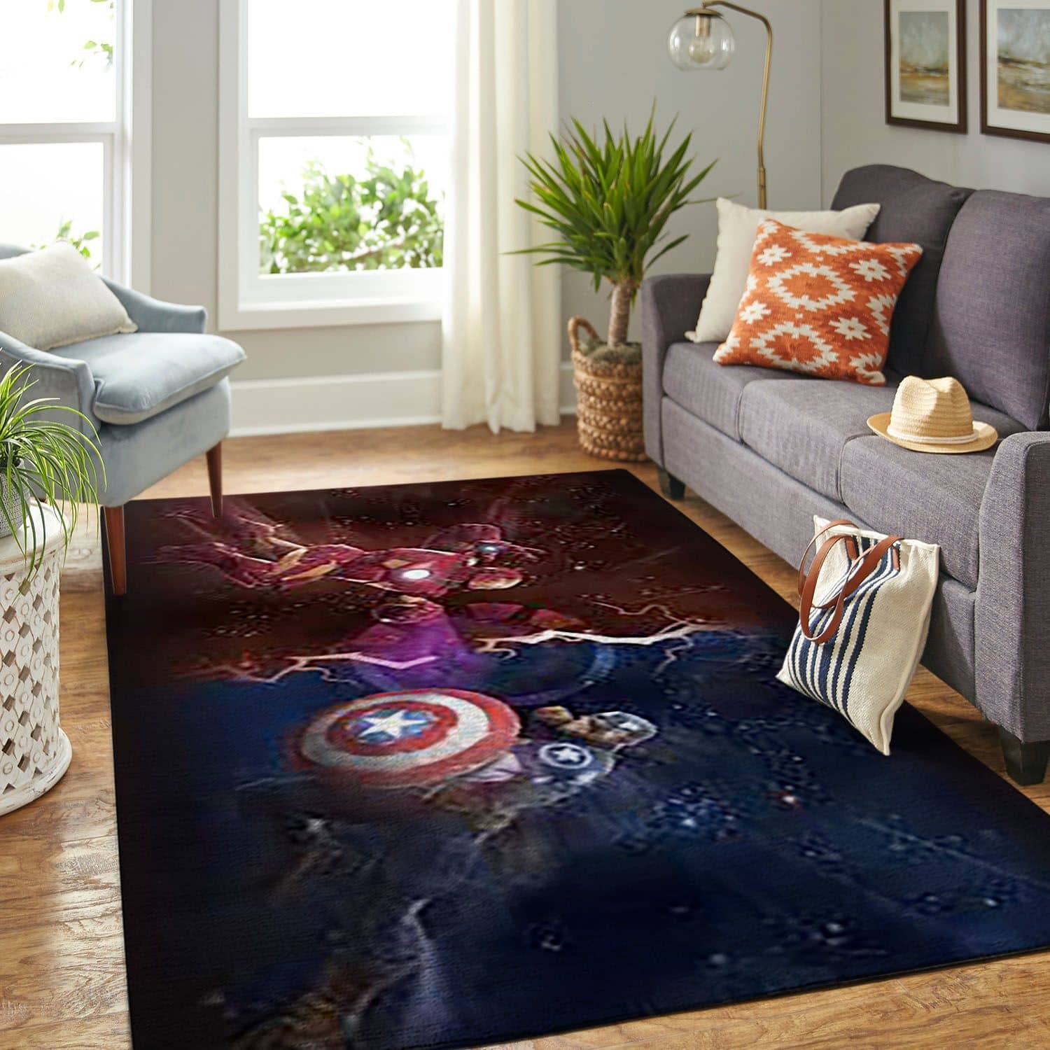 Amazon Captain America And Ironman Living Room Area No5757 Rug