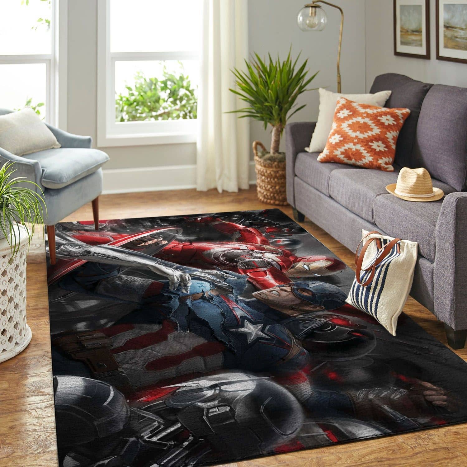 Amazon Captain America And Ironman Living Room Area No5758 Rug