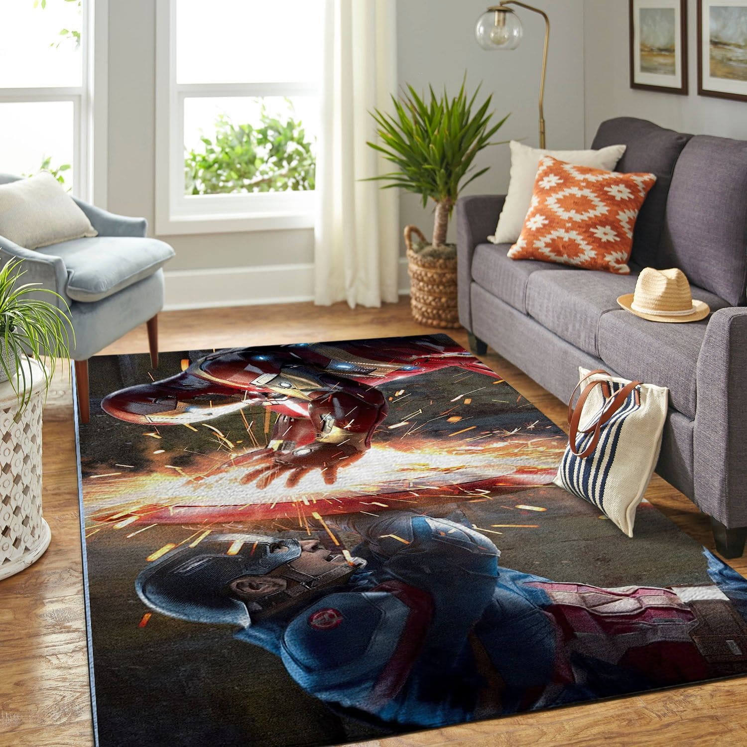 Amazon Captain America &Amp; Iron Man Living Room Area No5781 Rug