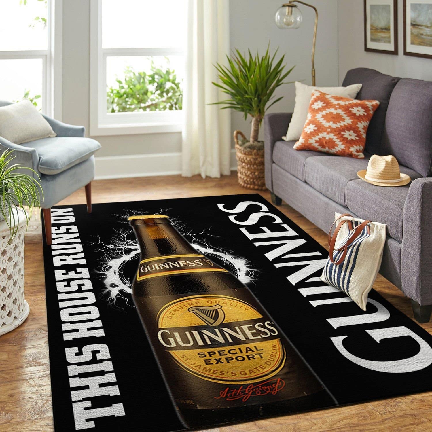 Amazon Guinness This House Runs On Nice Gift Home Decor Unique Living Room Area No3151 Rug