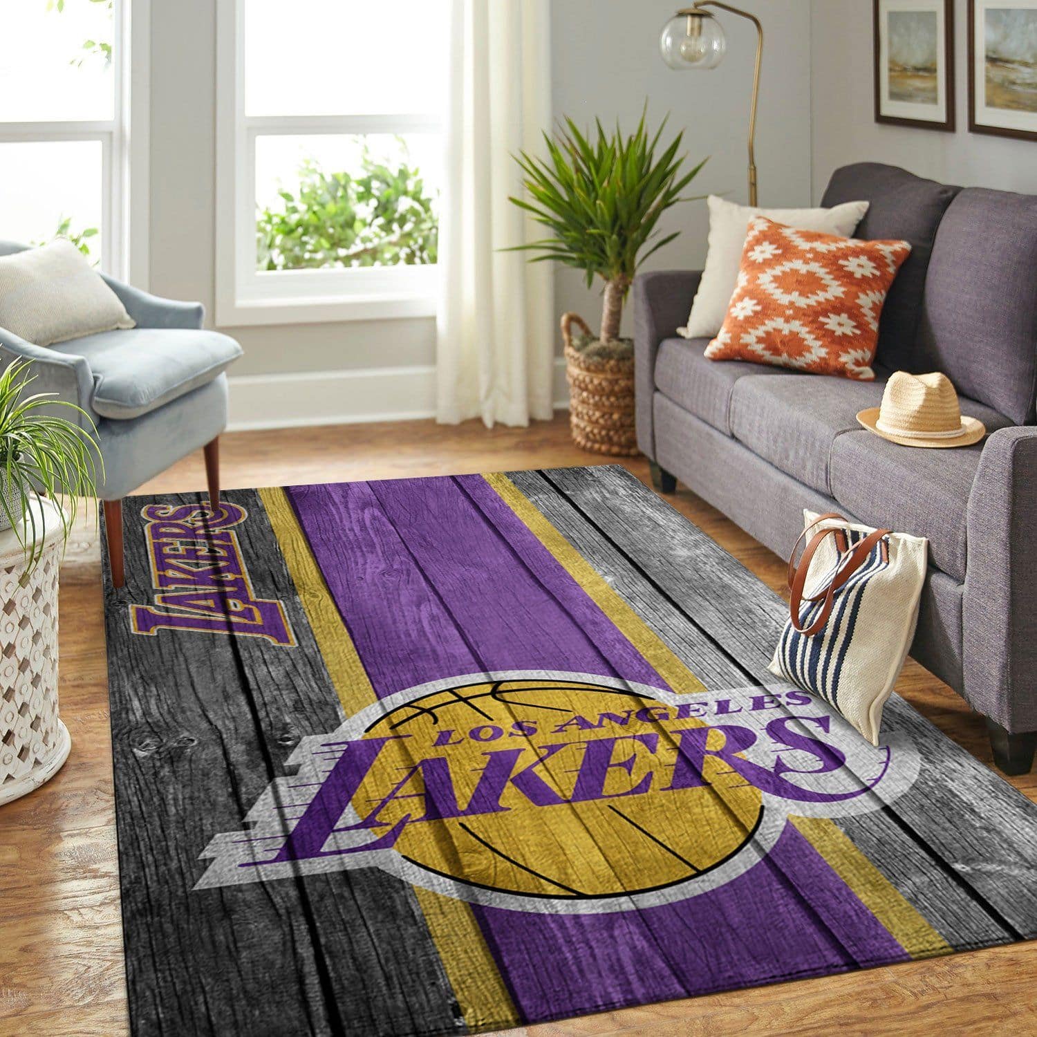 Amazon Los Angeles Lakers Living Room Area No3626 Rug
