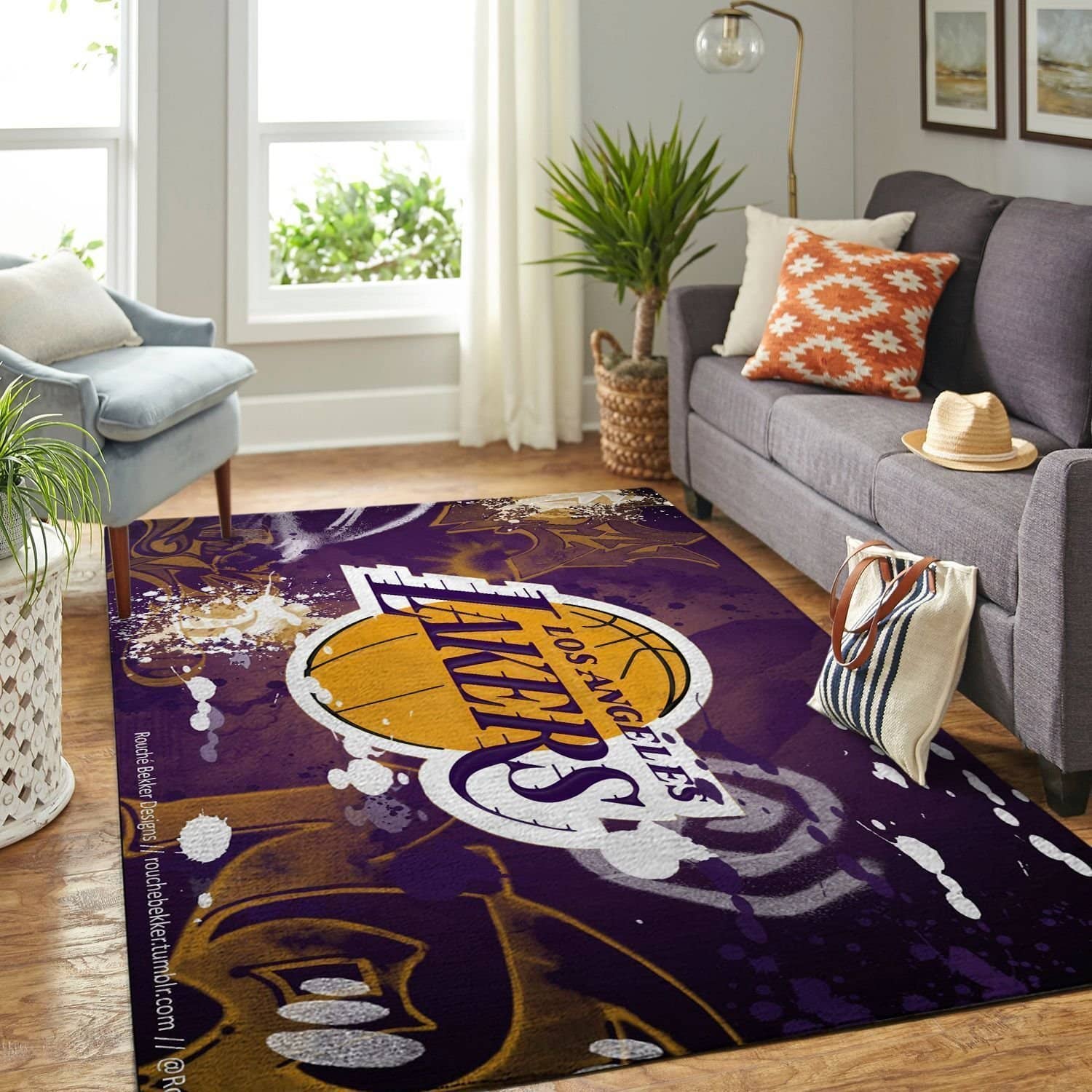 Amazon Los Angeles Lakers Living Room Area No3629 Rug