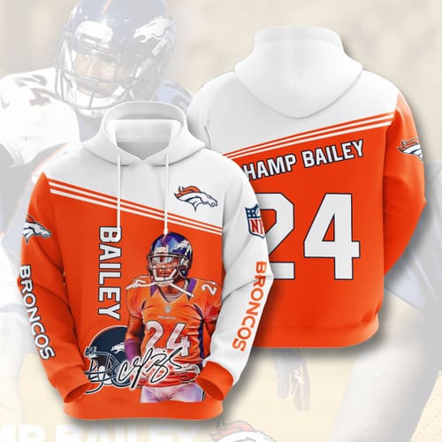 Amazon Sports Team Champ Bailey Denver Broncos No580 Hoodie 3D