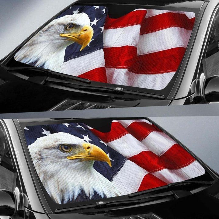 American Bald Eagle Flag Day No 297 Auto Sun Shade