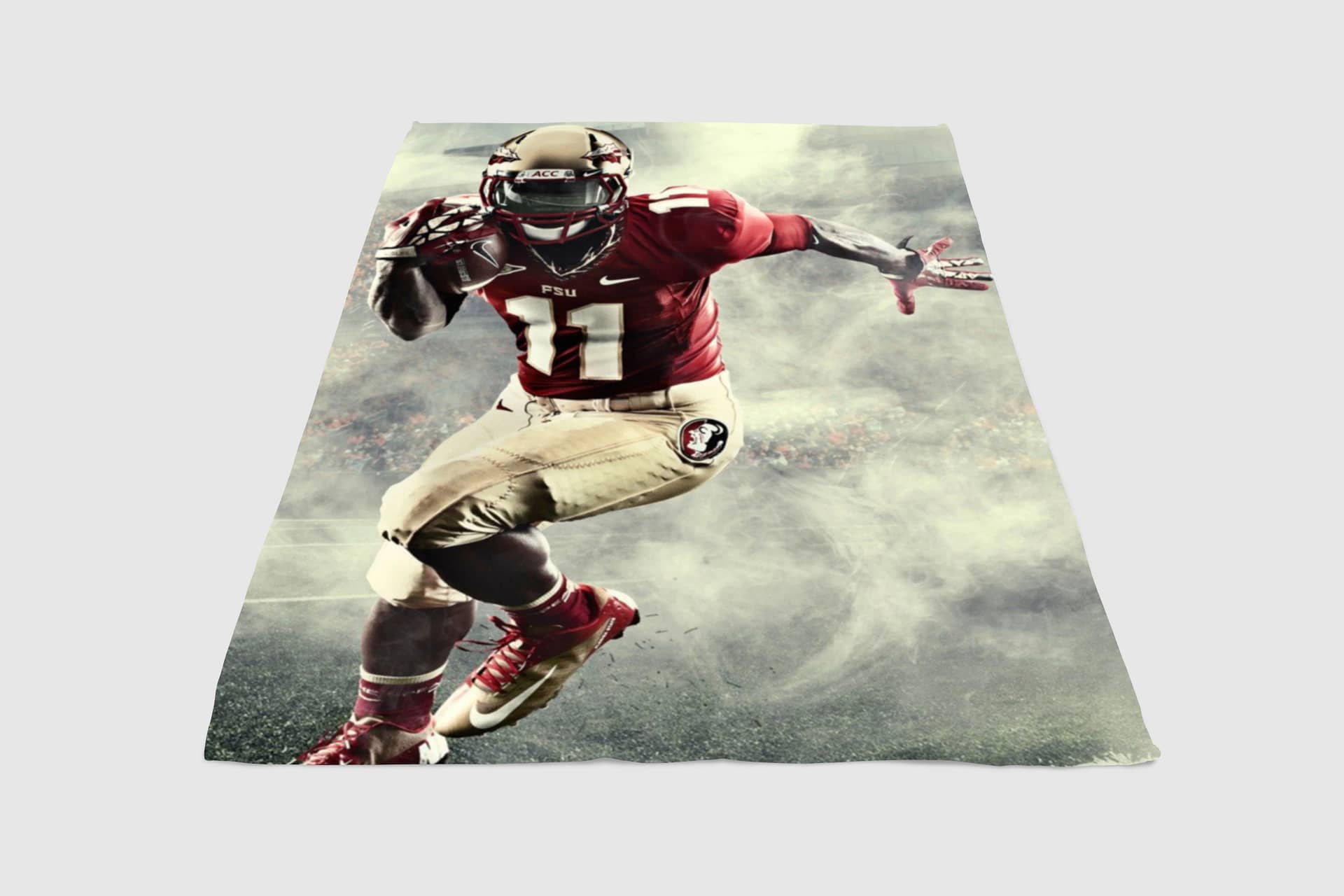 American Football Player Running Fleece Blanket