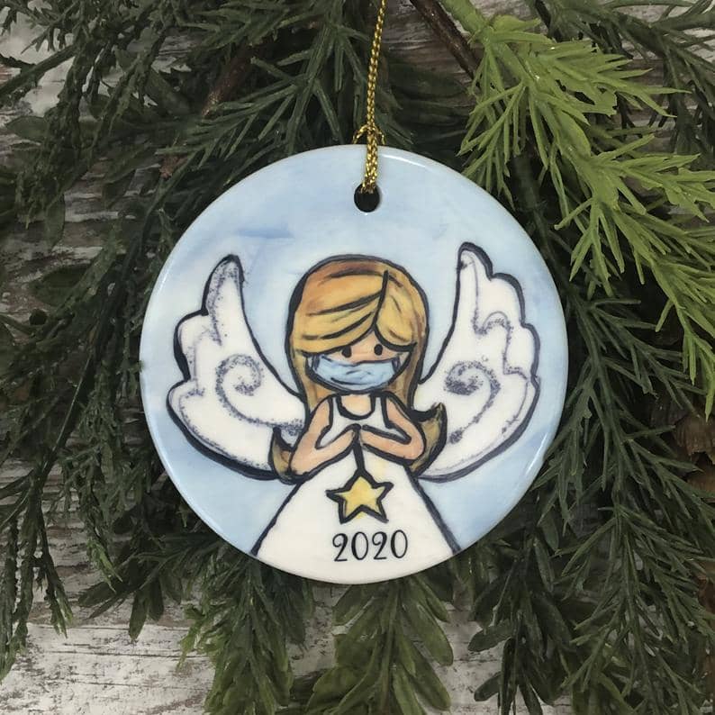 Angel With Mask Christmas Ornament Bereavement Loss Of Loved One Sympathy Personalized Gifts