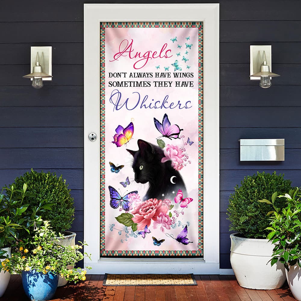 Inktee Store - Angels Don'T Always Have Wings Cat In Heaven Door Cover Image
