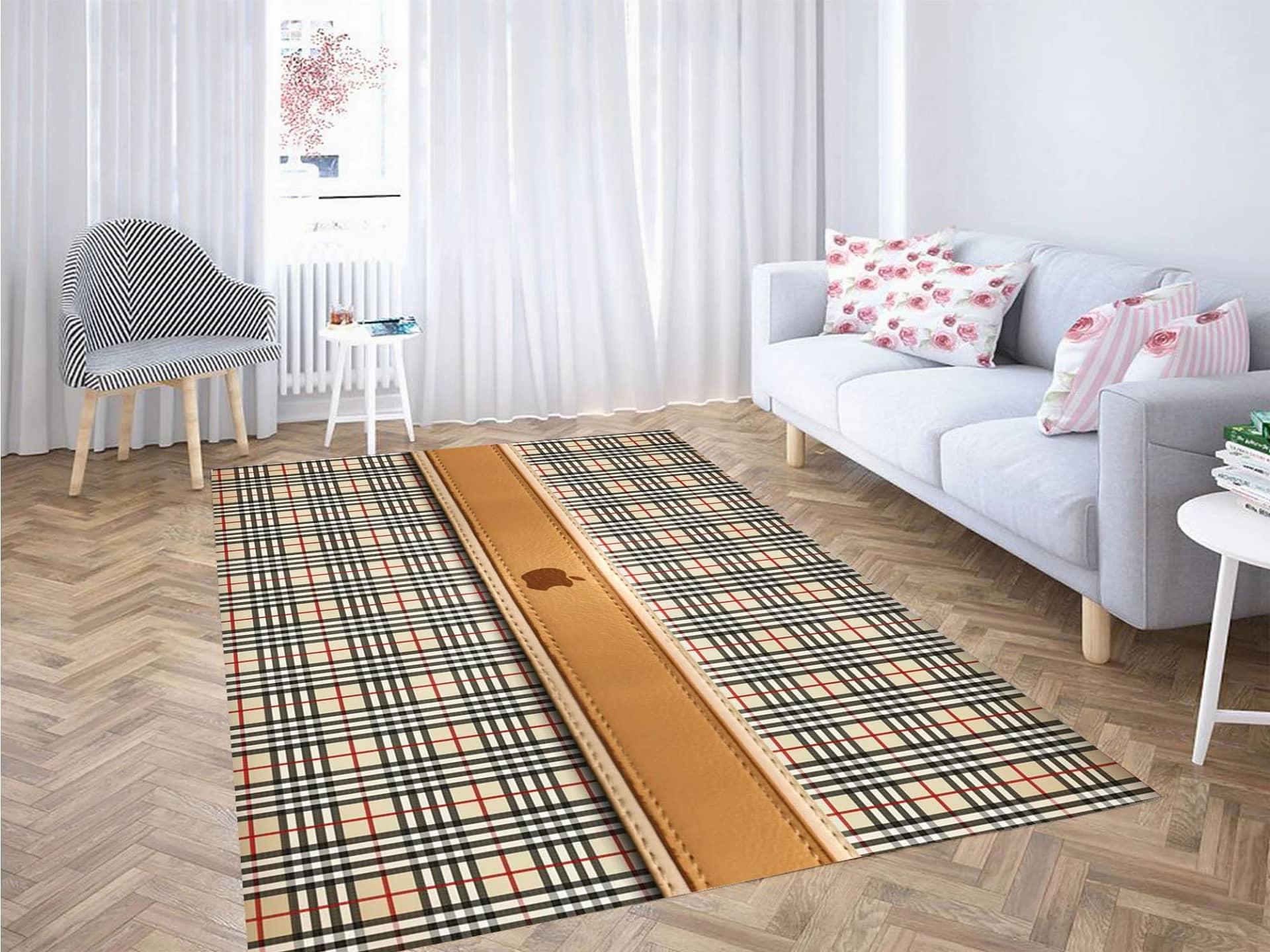 Apple And Balenciaga Pattern Carpet Rug