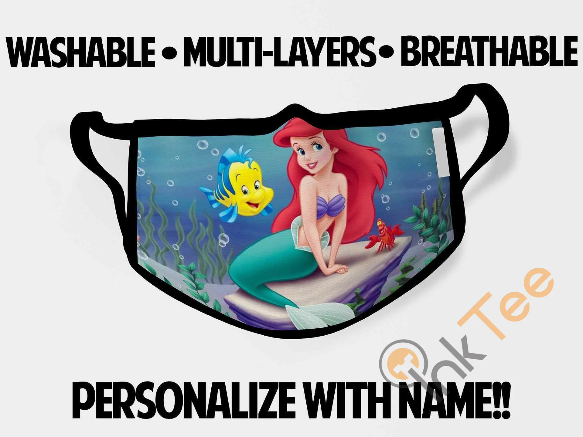 Ariel Little Mermaid Childrens Kids Reusable 5017 Face Mask