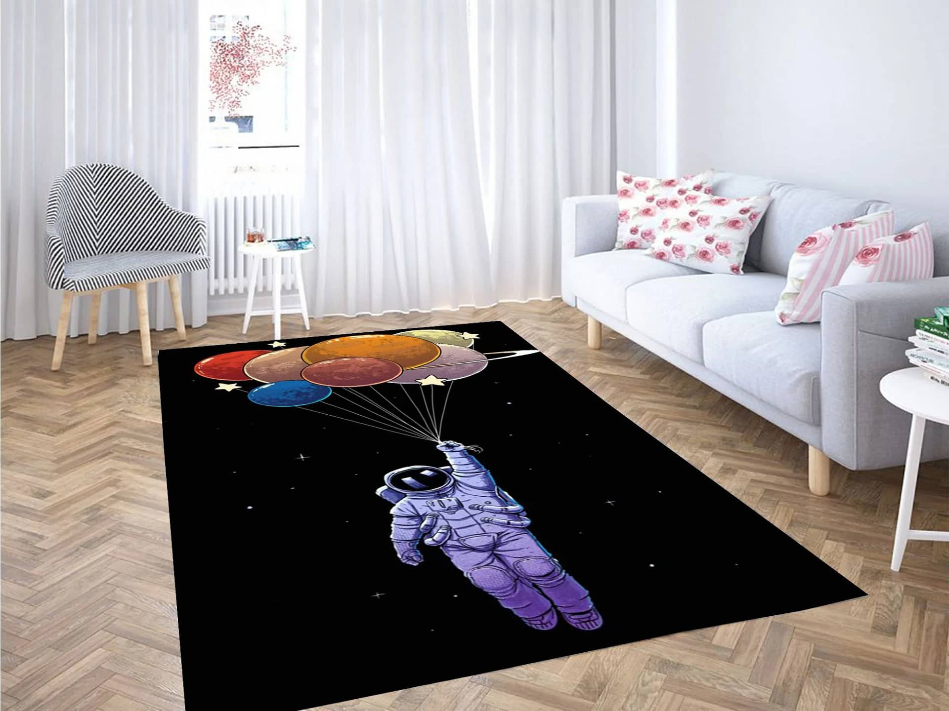 Astronaut Balloon Wallpaper Carpet Rug